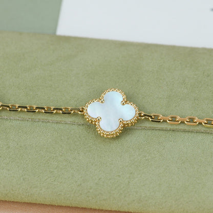 DIANA CLOVER  5 MOTIF WHITE MOP BRACELET