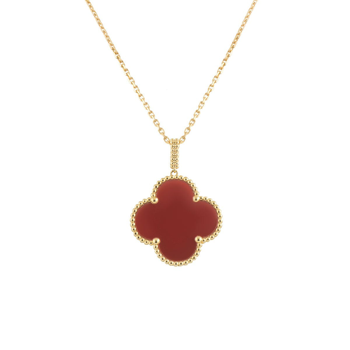 DIANA CLOVER 25MM NECKLACE GOLD CARNELIAN