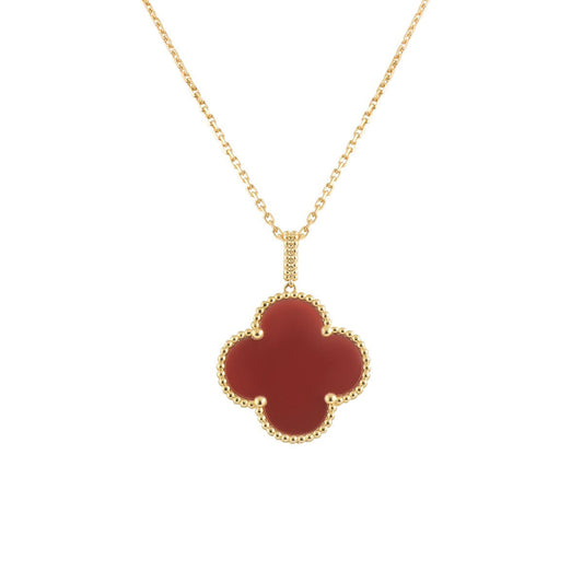 DIANA CLOVER 25MM NECKLACE GOLD CARNELIAN