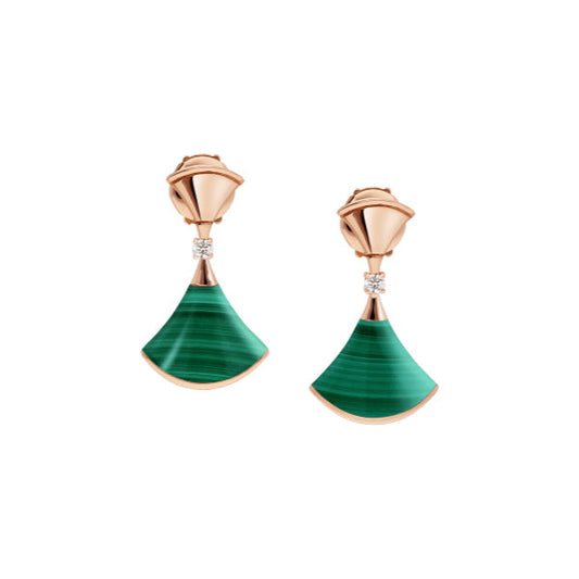 DIANA DREAM MALACHITE PINK GOLD EARRINGS