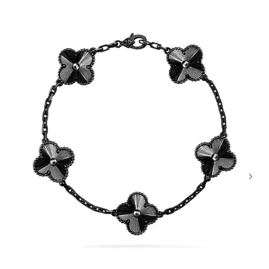 DIANA CLOVER 5 MOTIF BLACK BRACELET