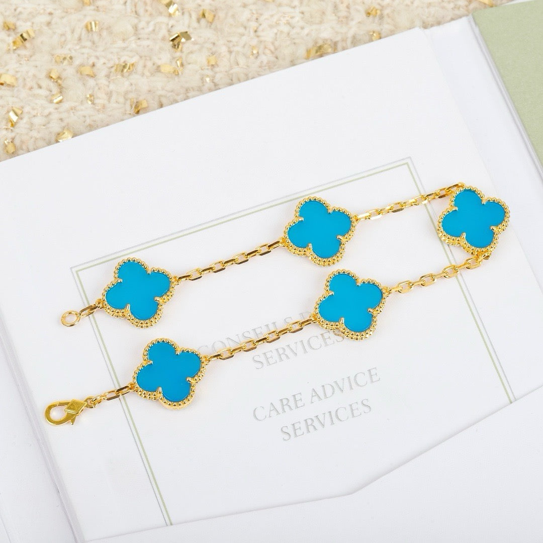 DIANA CLOVER 5 MOTIFS TURQUOISE BRACELET