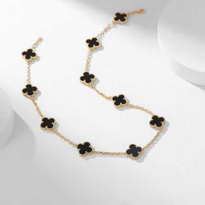 DIANA CLOVER 10 MOTIFS ONYX NECKLACE