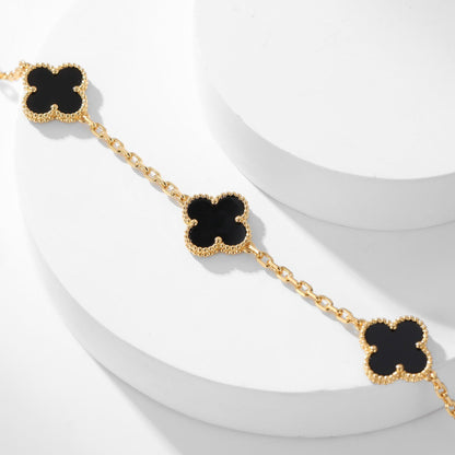 DIANA CLOVER 10 MOTIFS ONYX NECKLACE
