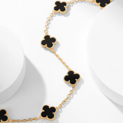 DIANA CLOVER 10 MOTIFS ONYX NECKLACE