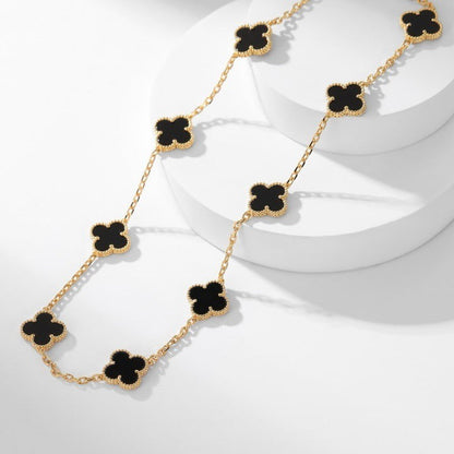 DIANA CLOVER 10 MOTIFS ONYX NECKLACE