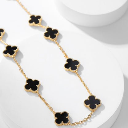 DIANA CLOVER 10 MOTIFS ONYX NECKLACE