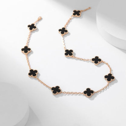 DIANA CLOVER 10 MOTIFS ONYX NECKLACE