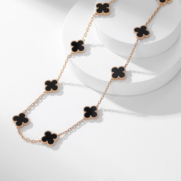 DIANA CLOVER 10 MOTIFS ONYX NECKLACE