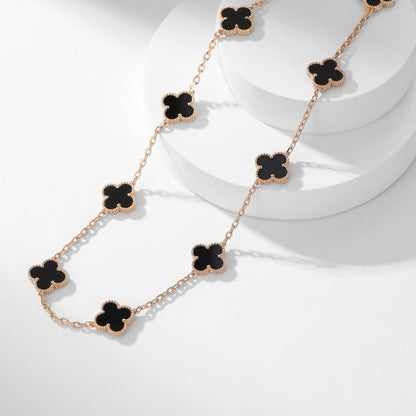 DIANA CLOVER 10 MOTIFS ONYX NECKLACE