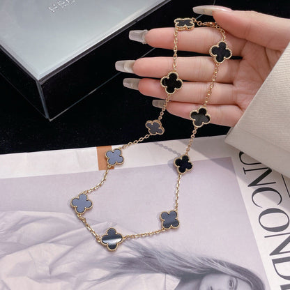 DIANA CLOVER 10 MOTIFS ONYX NECKLACE