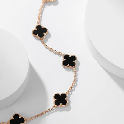 DIANA CLOVER 10 MOTIFS ONYX NECKLACE