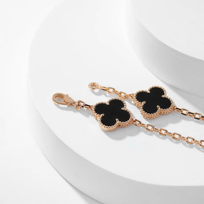 DIANA CLOVER 10 MOTIFS ONYX NECKLACE