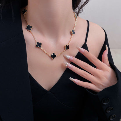 DIANA CLOVER 10 MOTIFS ONYX NECKLACE