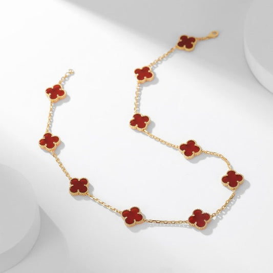DIANA CLOVER 10 MOTIFS CARNELIAN NECKLACE