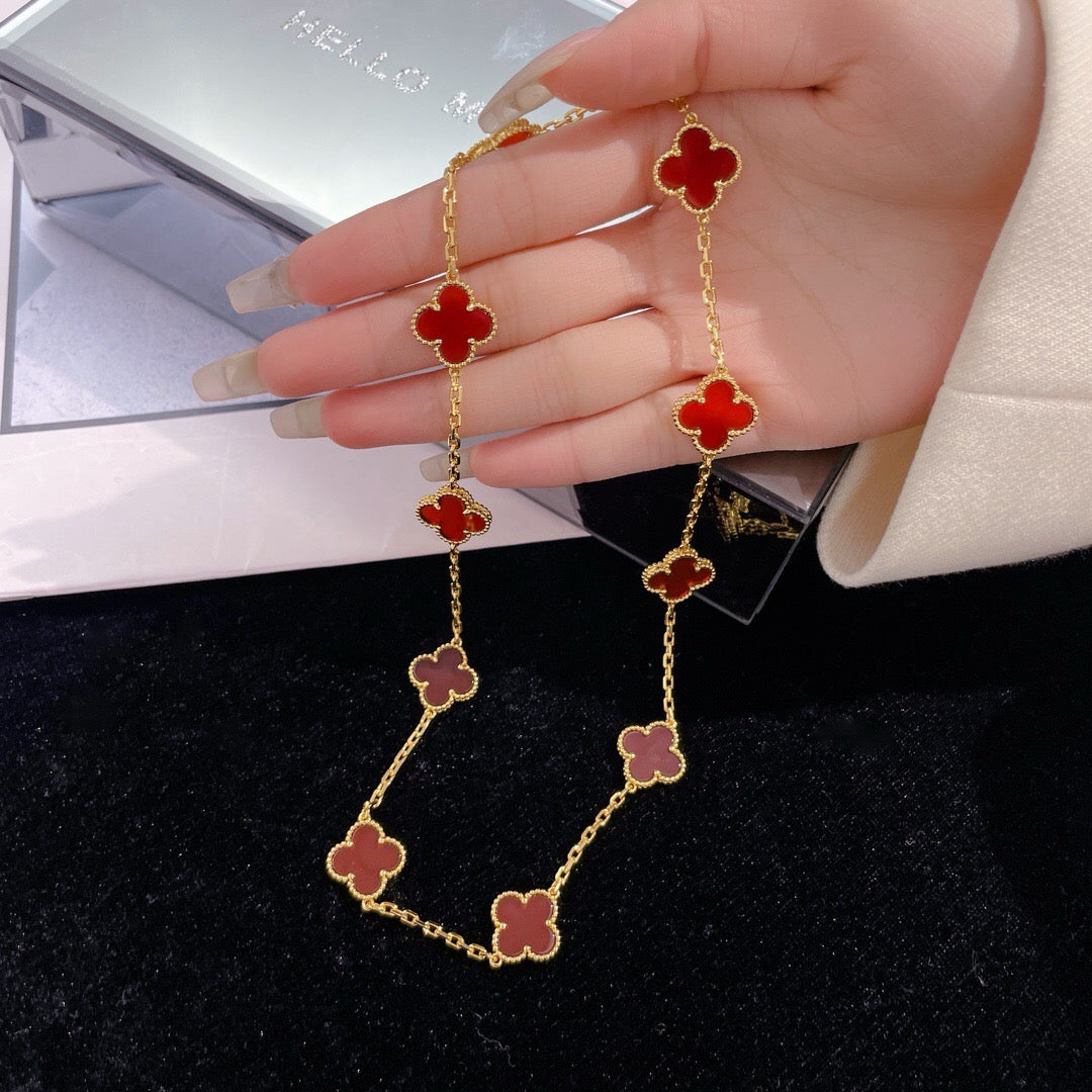 DIANA CLOVER 10 MOTIFS CARNELIAN NECKLACE