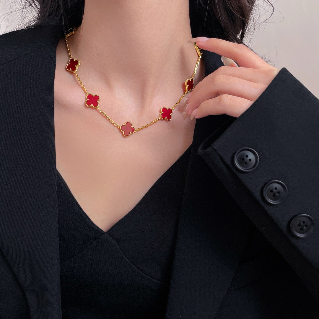 DIANA CLOVER 10 MOTIFS CARNELIAN NECKLACE