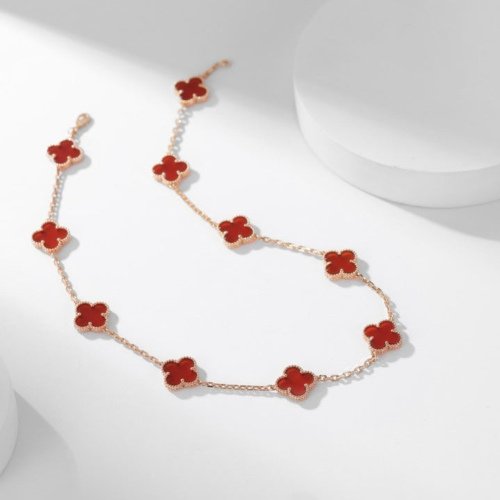 DIANA CLOVER 10 MOTIFS CARNELIAN NECKLACE