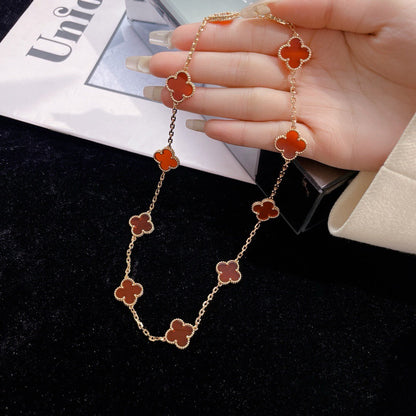 DIANA CLOVER 10 MOTIFS CARNELIAN NECKLACE