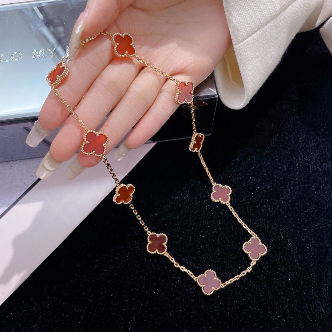 DIANA CLOVER 10 MOTIFS CARNELIAN NECKLACE