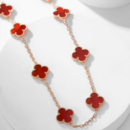 DIANA CLOVER 10 MOTIFS CARNELIAN NECKLACE