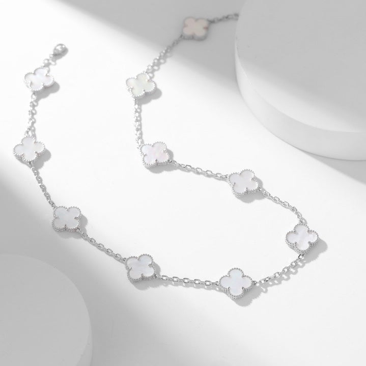 DIANA CLOVER 10 MOTIFS WHITE MOTHER OF PEARL NECKLACE