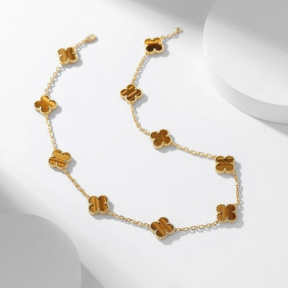 DIANA CLOVER 10 MOTIFS TIGER EYE NECKLACE