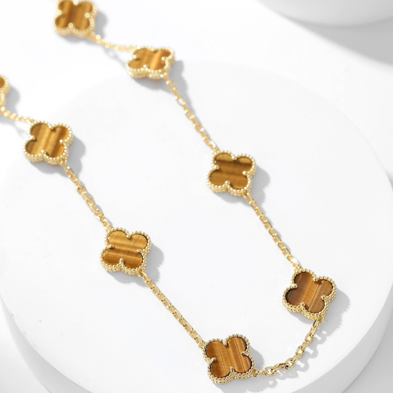 DIANA CLOVER 10 MOTIFS TIGER EYE NECKLACE