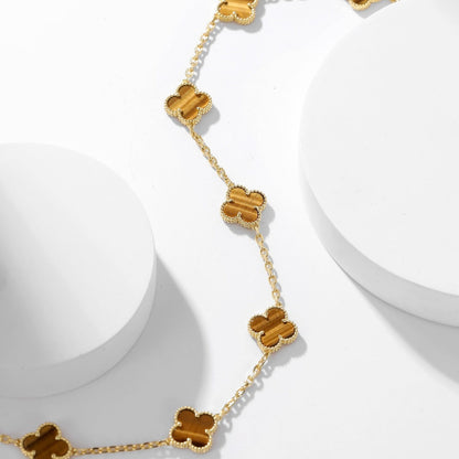 DIANA CLOVER 10 MOTIFS TIGER EYE NECKLACE