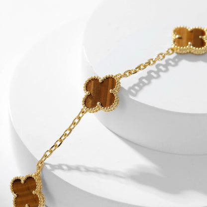 DIANA CLOVER 10 MOTIFS TIGER EYE NECKLACE