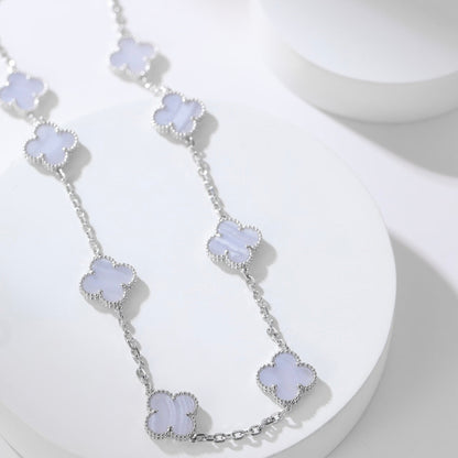 DIANA CLOVER 10 MOTIFS PURPLE CHALCEDONY NECKLACE