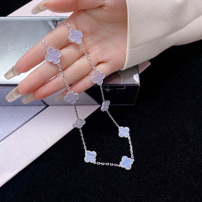 DIANA CLOVER 10 MOTIFS PURPLE CHALCEDONY NECKLACE