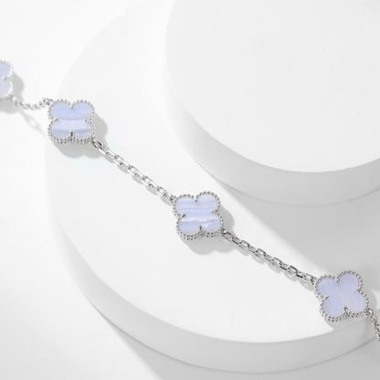 DIANA CLOVER 10 MOTIFS PURPLE CHALCEDONY NECKLACE