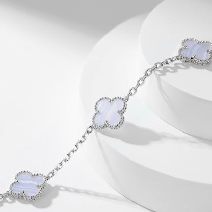 DIANA CLOVER 10 MOTIFS PURPLE CHALCEDONY NECKLACE