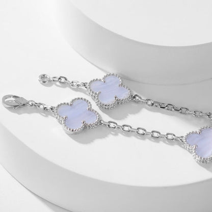 DIANA CLOVER 10 MOTIFS PURPLE CHALCEDONY NECKLACE