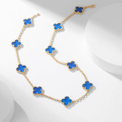 DIANA CLOVER 10 MOTIFS BLUE AGATE NECKLACE