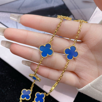 DIANA CLOVER 10 MOTIFS BLUE AGATE NECKLACE