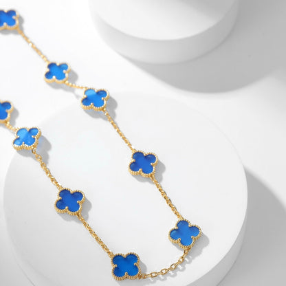 DIANA CLOVER 10 MOTIFS BLUE AGATE NECKLACE