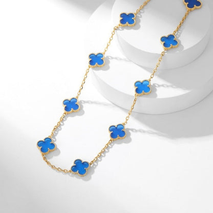 DIANA CLOVER 10 MOTIFS BLUE AGATE NECKLACE