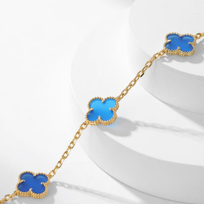 DIANA CLOVER 10 MOTIFS BLUE AGATE NECKLACE