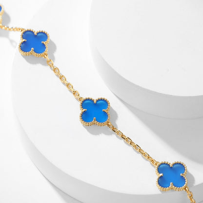 DIANA CLOVER 10 MOTIFS BLUE AGATE NECKLACE