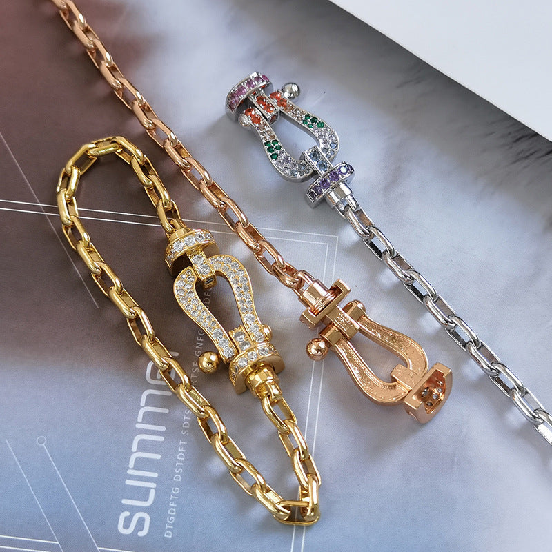 DIANA FORCE LARGE HORSESHOE CLASP  METAL BRACELET