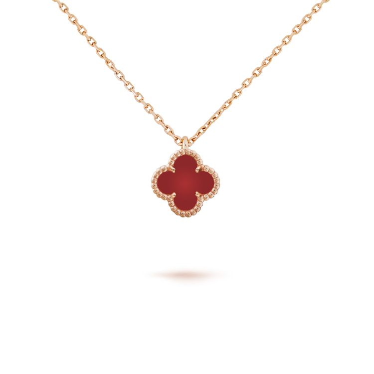 DIANA CLOVER MINI 9.5MM WHITE CARNELIANS NECKLACE