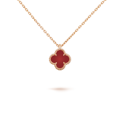 DIANA CLOVER MINI 9.5MM WHITE CARNELIANS NECKLACE