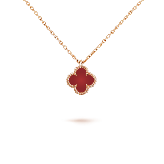 DIANA CLOVER MINI 9.5MM WHITE CARNELIANS NECKLACE