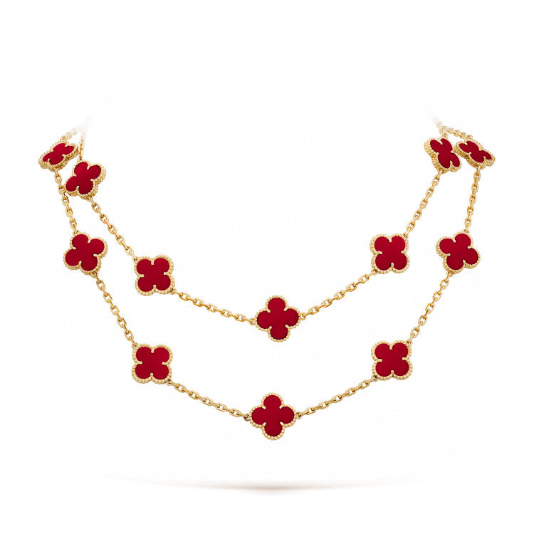 DIANA CLOVER 20 MOTIFS CARNELIAN NECKLACE