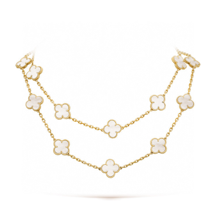 DIANA CLOVER 20 MOTIFS WHITE MOP NECKLACE