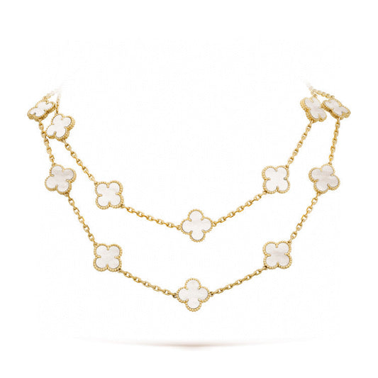 DIANA CLOVER 20 MOTIFS WHITE MOP NECKLACE