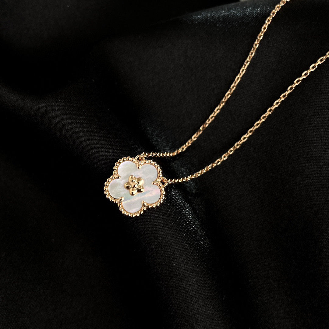 DIANA LUCKY  WHITE MOP  PLUM BLOSSOM NECKLACE