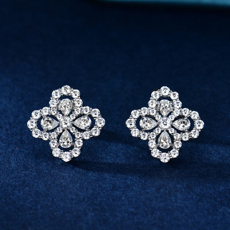 DIANA LOOP EARRINGS FULL MOTIF DIAMOND 16MM SILVE